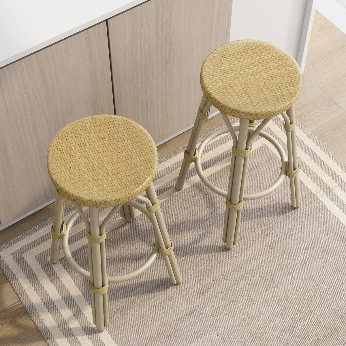 Round Wicker Patio Stools Set of 2 G946