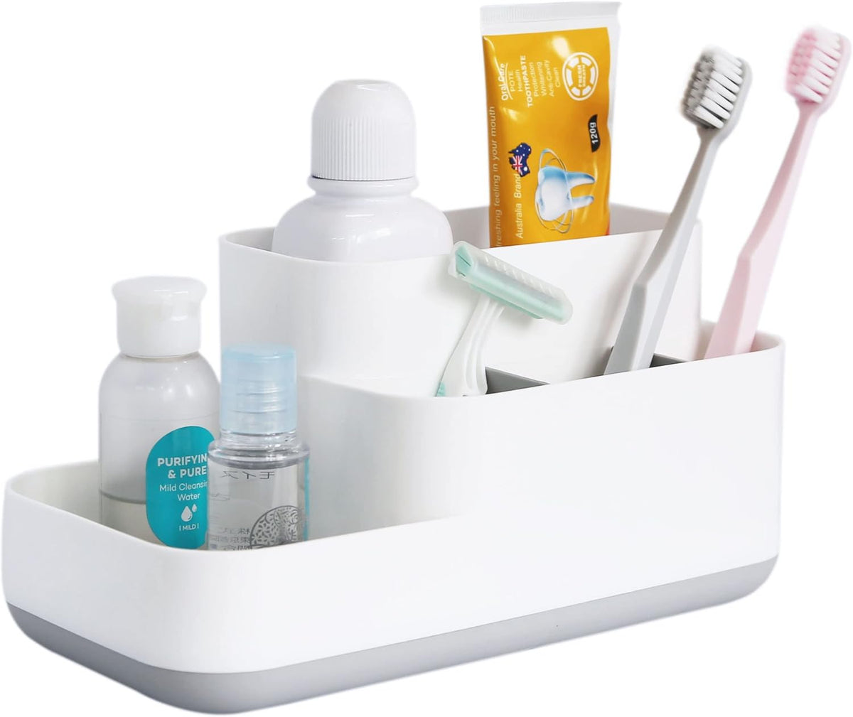 Toothbrush Holder, 5 Compartments Storage Organizer with Detachable Bottom J33061