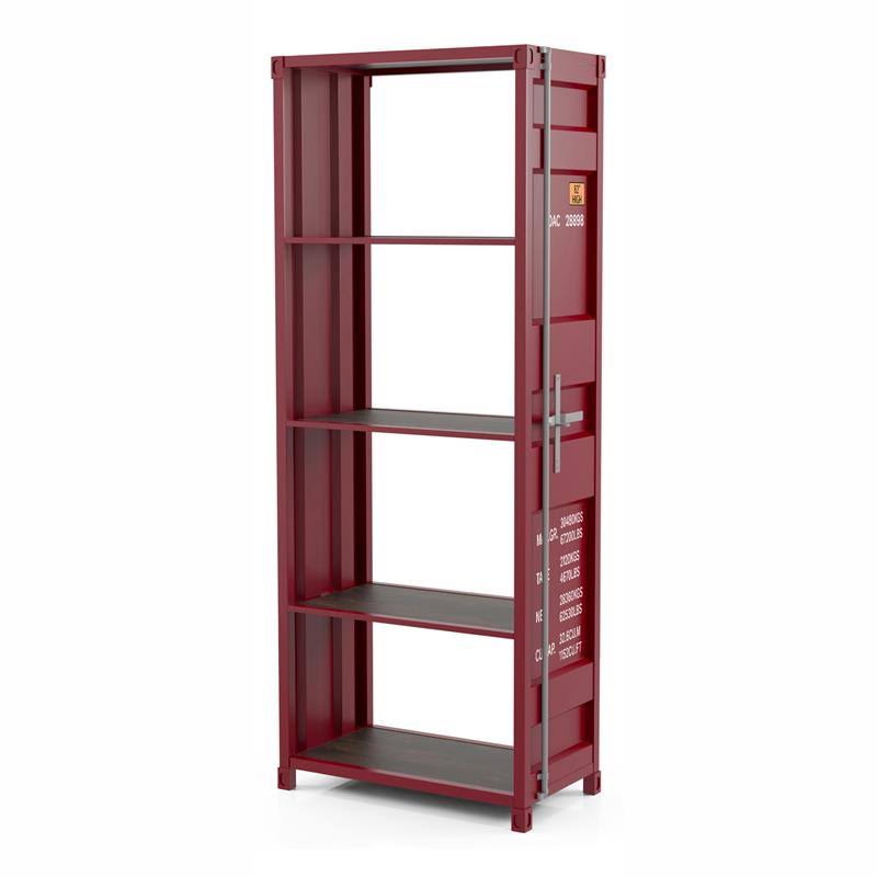 Red Powder Coating 4-Shelf Metal Bookcase O34234