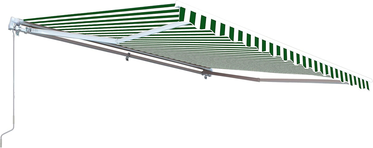 Green and White Striped Retractable Awning Fabric Replacement 13 x 10 Feet Pack of 2 X1489