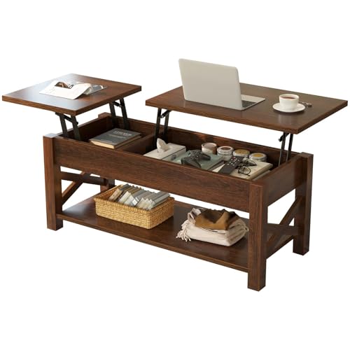 Black 47.2" Lift Top Coffee Table with Hidden Compartment A277532