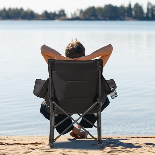 Oversized 400lbs Capacity 600D Oxford Rocking Camping Chair with Cup Holder A30838