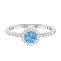 10K White Gold Aquamarine Ring with Diamond Halo H34056