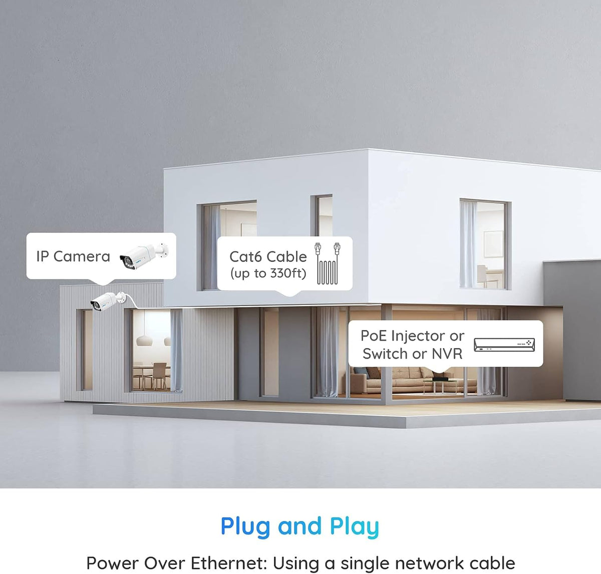 4K IP PoE Security Camera with 5X Optical Zoom and Color Night Vision B180
