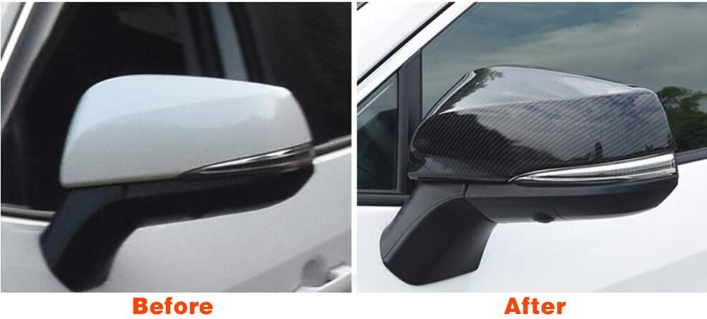 Rear View Mirror Guard Cover Trims ABS Carbon Fiber Pattern X8398