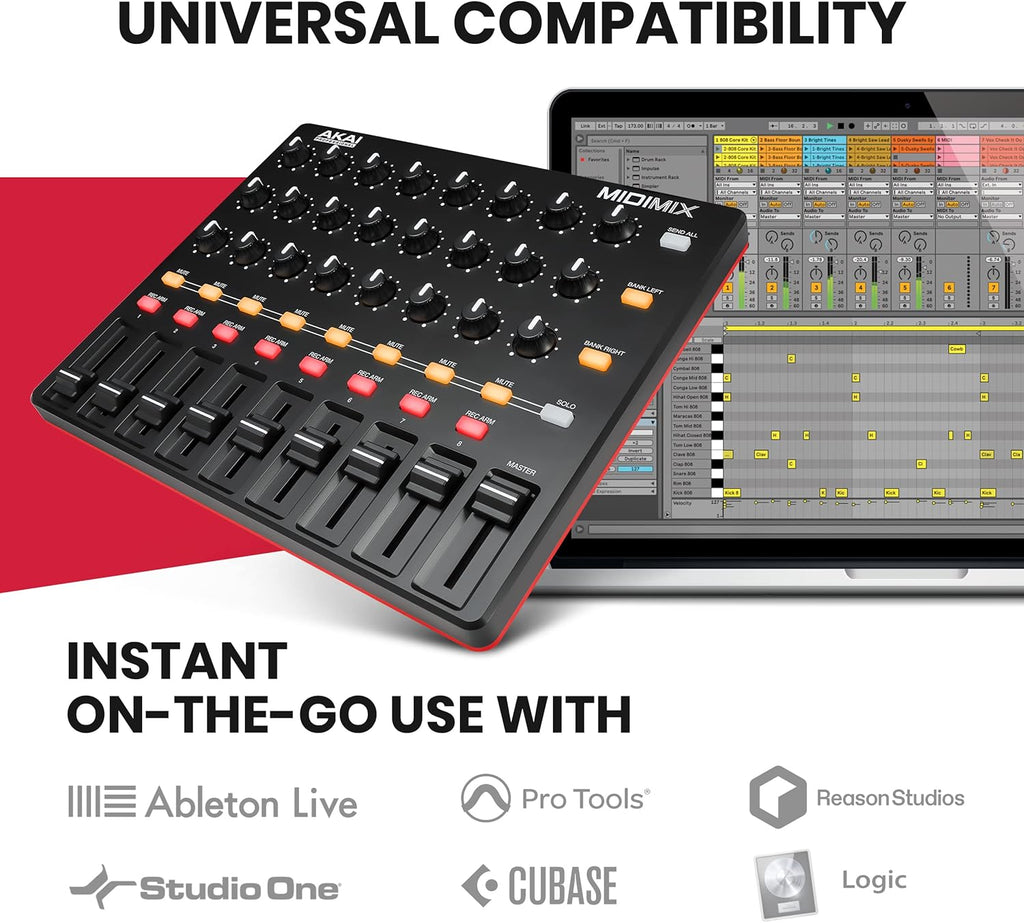 USB MIDI Controller Mixer with Assignable Faders, 24 Knobs, 16 Buttons K4074