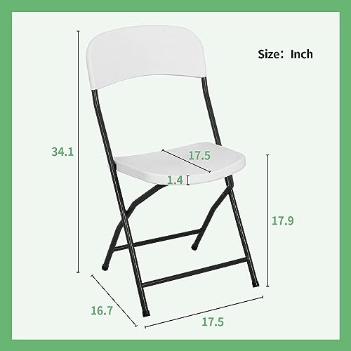 White Plastic Folding Chairs Set of 4 with Metal Frame H79288