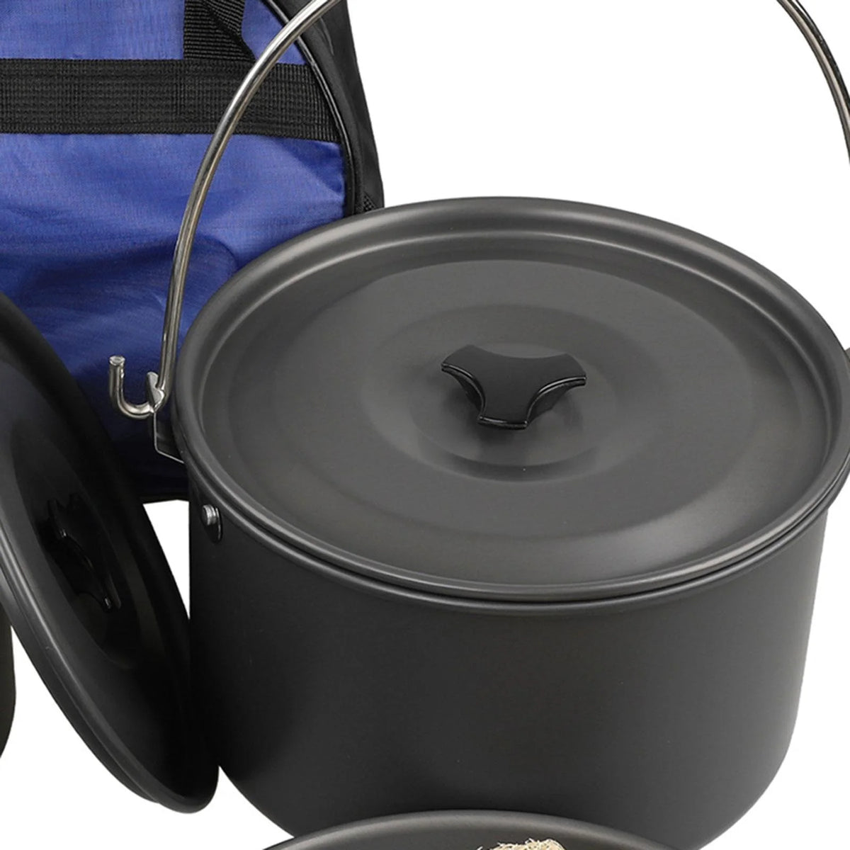 Portable Aluminum Camping Cookware Set with Teapot and Pan R1935