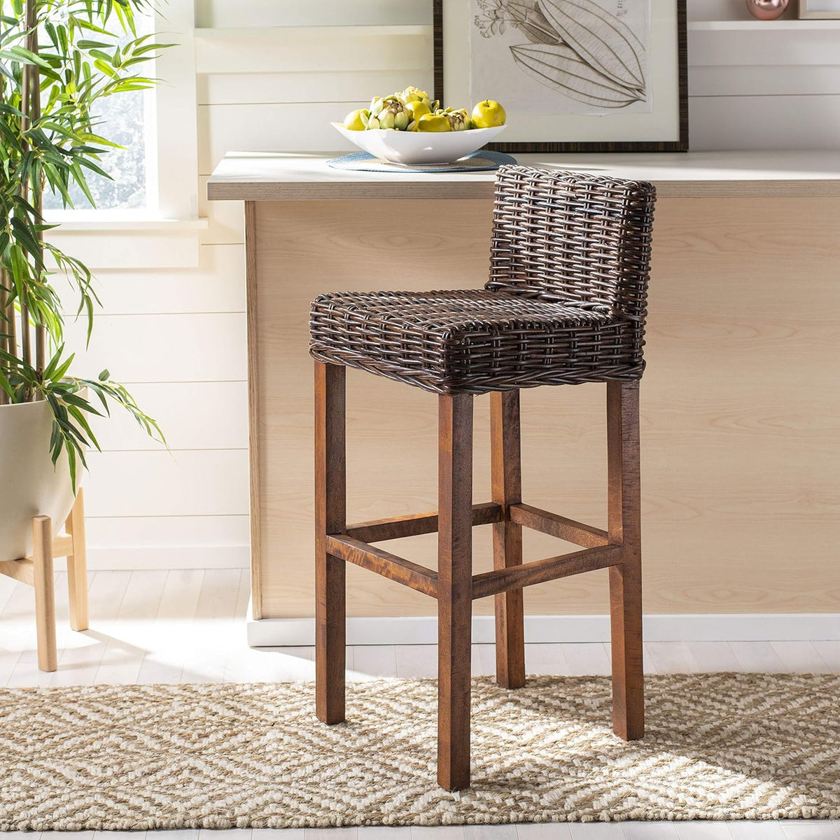 Cappuccino Wicker Bar Stool S7165