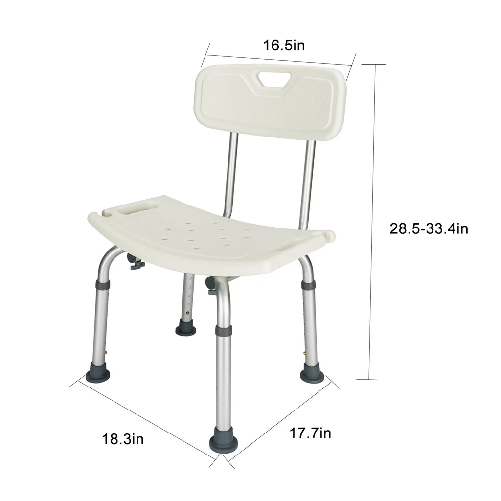 Adjustable Shower Chair Seat Bench with Removable Back U42731