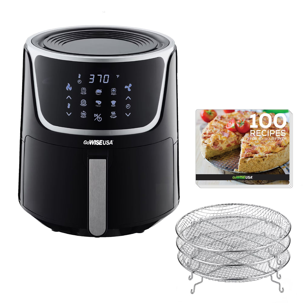 7-Quart Electric Air Fryer with Dehydrator and Stackable Racks X456