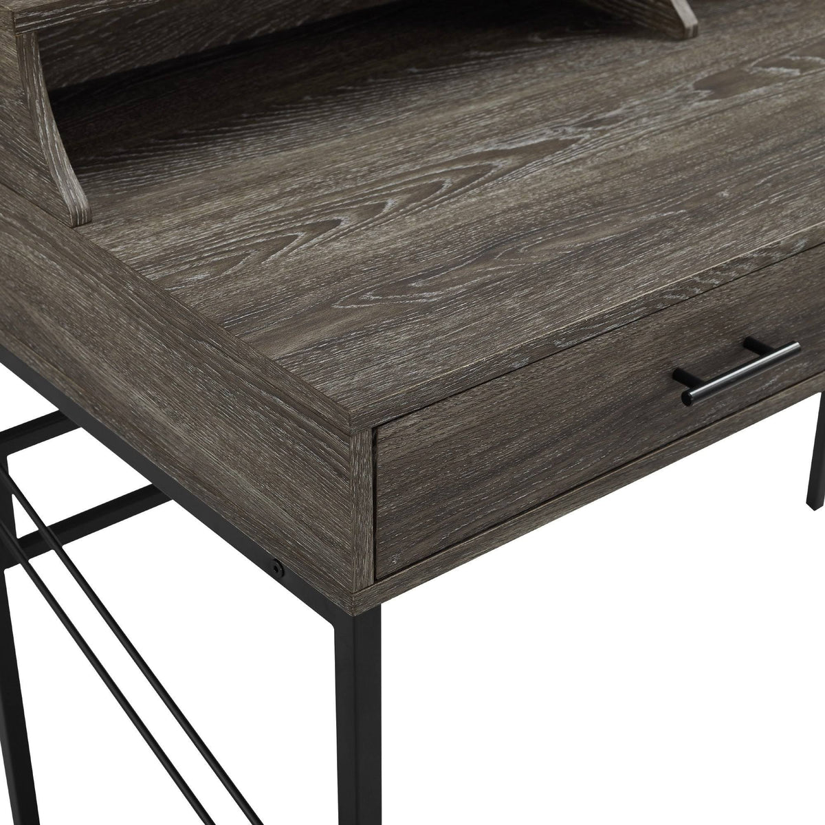 2-Drawer Desk and Hutch - Cerused Ash U66611