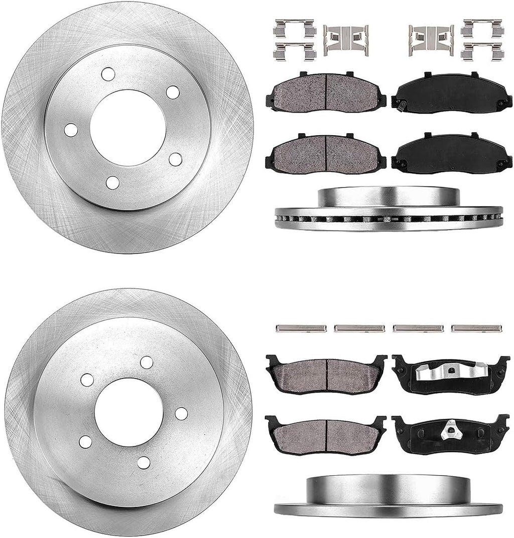 Premium OE 5 Lug Rotors + Ceramic Brake Pads + Clips L321
