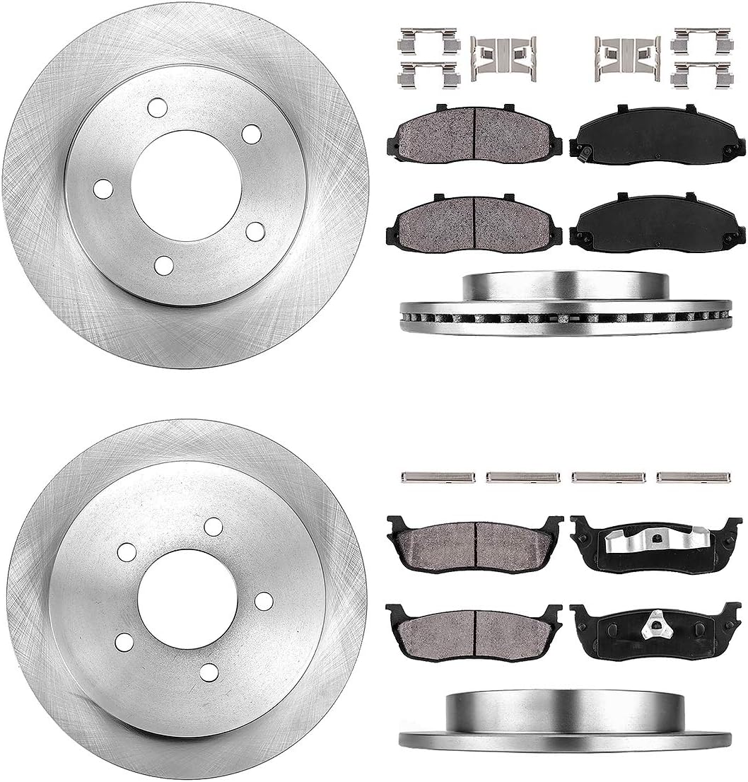 Premium OE 5 Lug Rotors + Ceramic Brake Pads + Clips L321