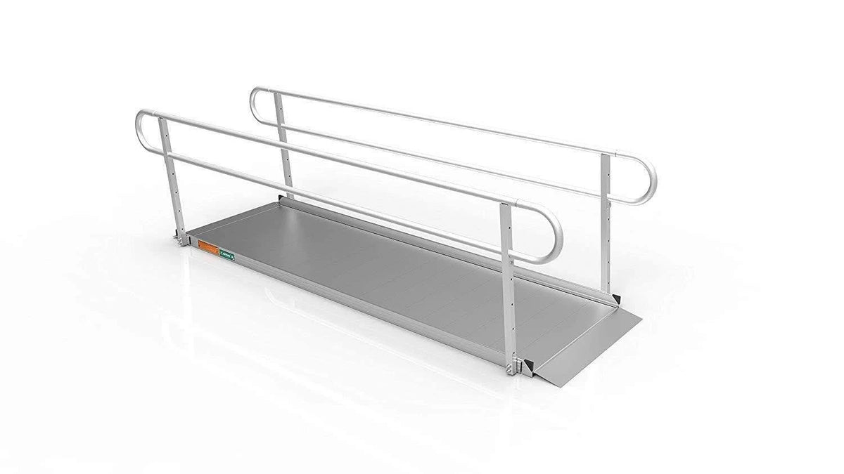 Portable Solid Surface Mobility Ramps with Two-Line Handrails - 3 Foot Z359