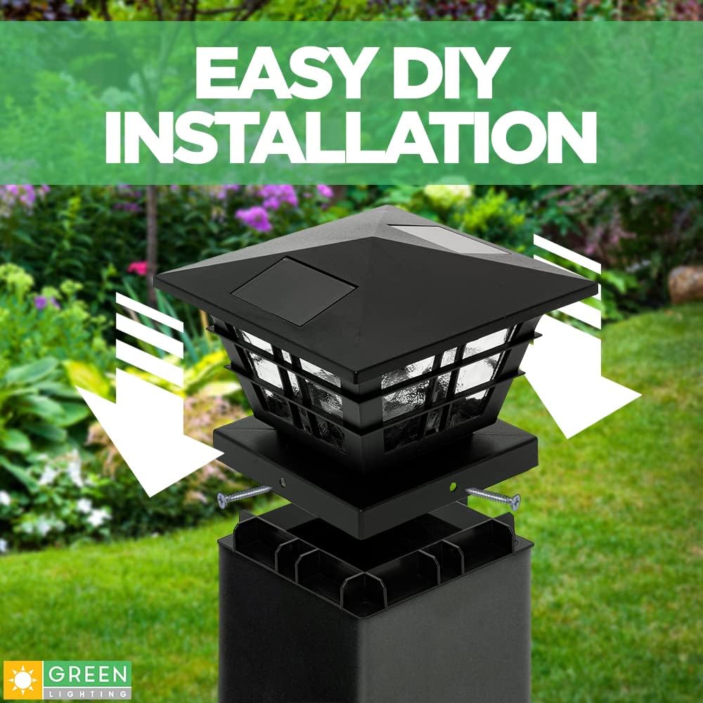12 Pack Black Solar Powered Post Cap Light R77824