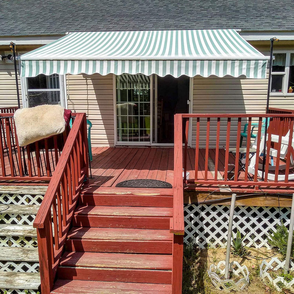 Green and White Striped Retractable Awning Fabric Replacement 13 x 10 Feet Pack of 2 X1489