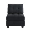 Black Velvet Armless Chair with Storage U57825
