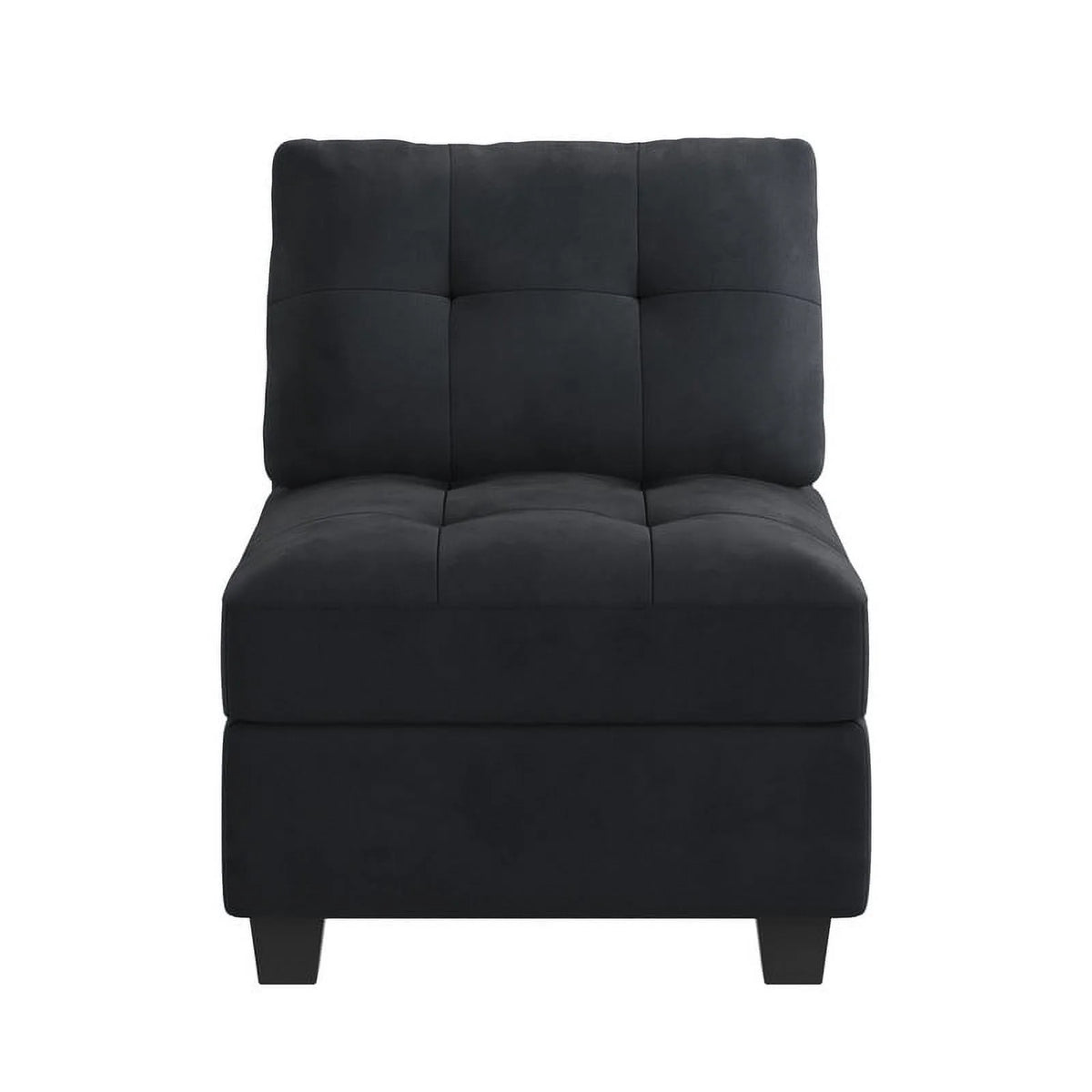Black Velvet Armless Chair with Storage U57825