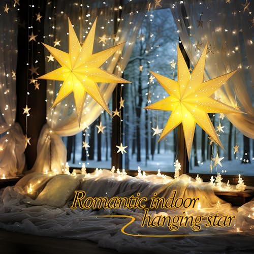 4 Pack 24 Inch Paper Star Lantern with 50 LEDs D4554