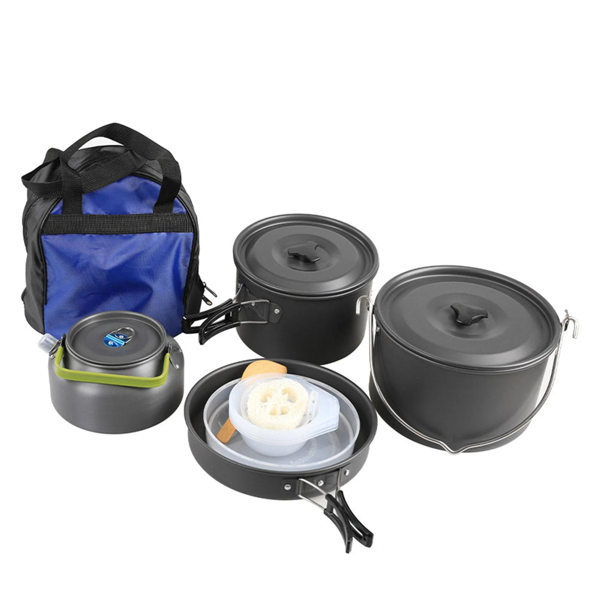 Portable Aluminum Camping Cookware Set with Teapot and Pan R1935