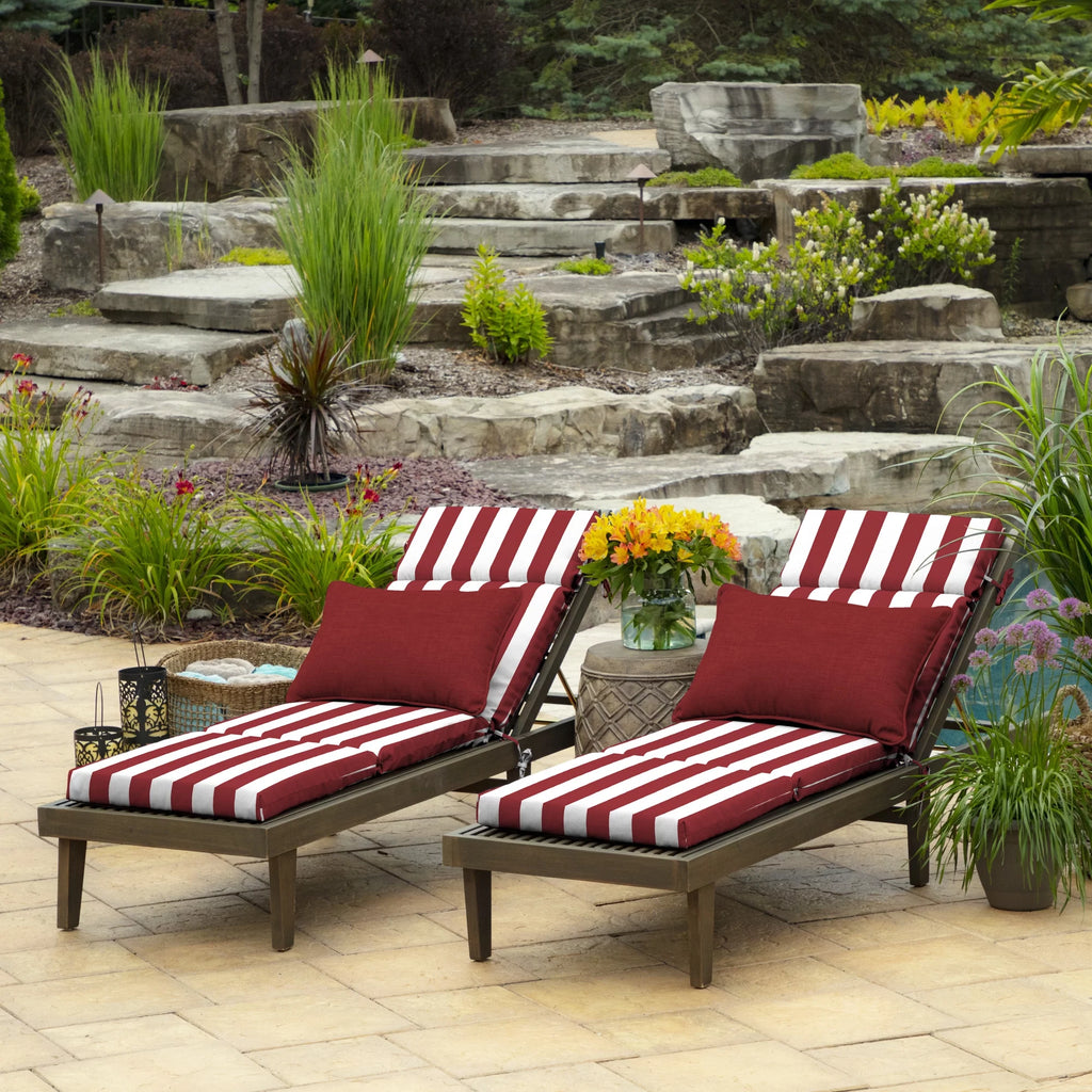 Black Cabana Stripe Outdoor Chaise Lounge Cushion F318411