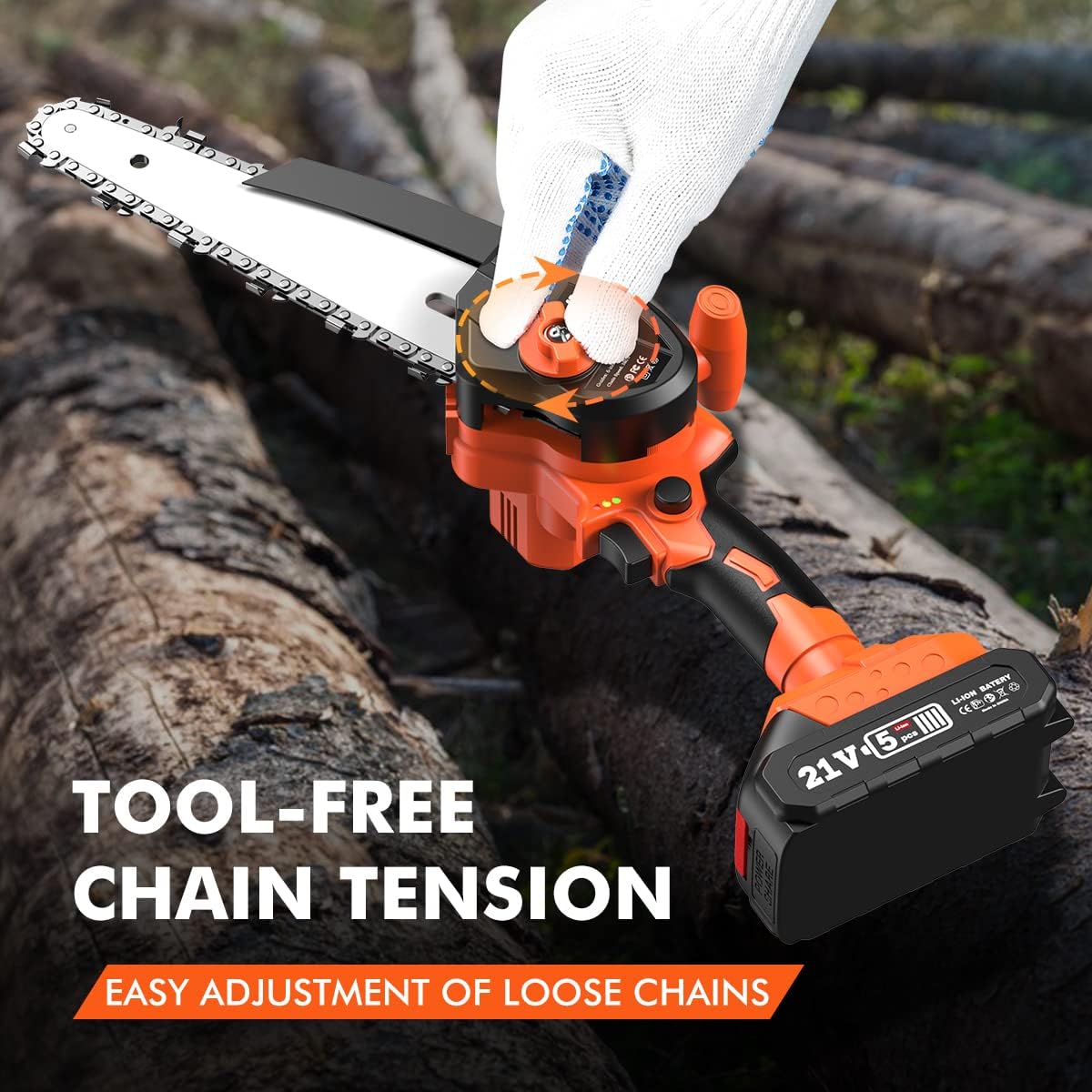 6" Mini Cordless Electric Chainsaw with Battery Indicator, Pack of 2 E9601