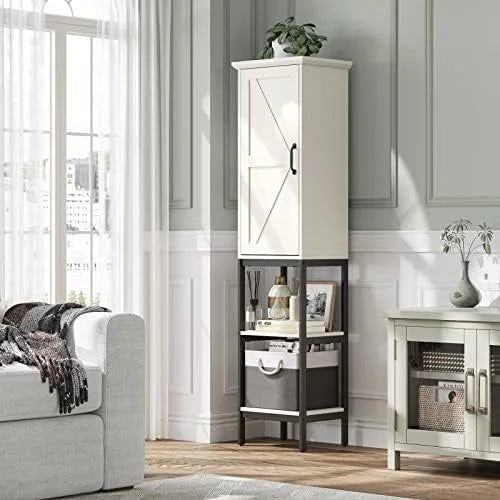 Linen Cabinet with Basket and 5 Shelves T264