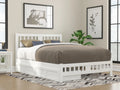 Queen Wood Platform Bed with Headboard Footboard & 2 Storage Drawers White R236