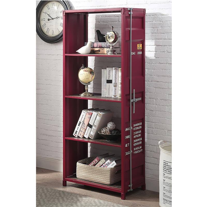 Red Powder Coating 4-Shelf Metal Bookcase O34234