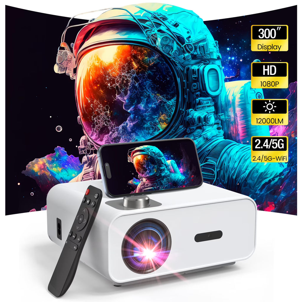 5G WiFi Bluetooth Projector, Native 1080P, 100" Screen M5449