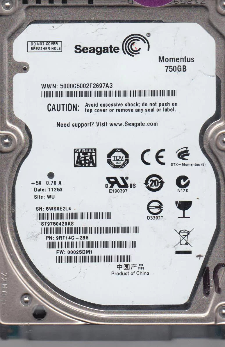 750GB SATA 2.5 Hard Drive T7685