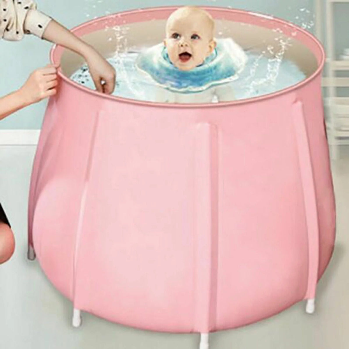Pink PVC Inflatable Folding Bathtub K83951