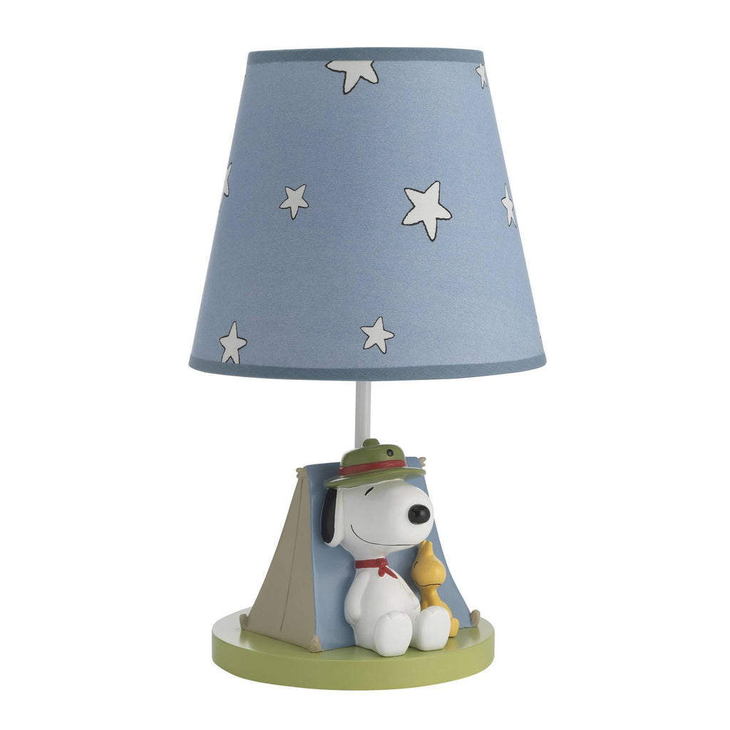 Blue, Beige, Green Campout Lamp with Shade & Bulb N897