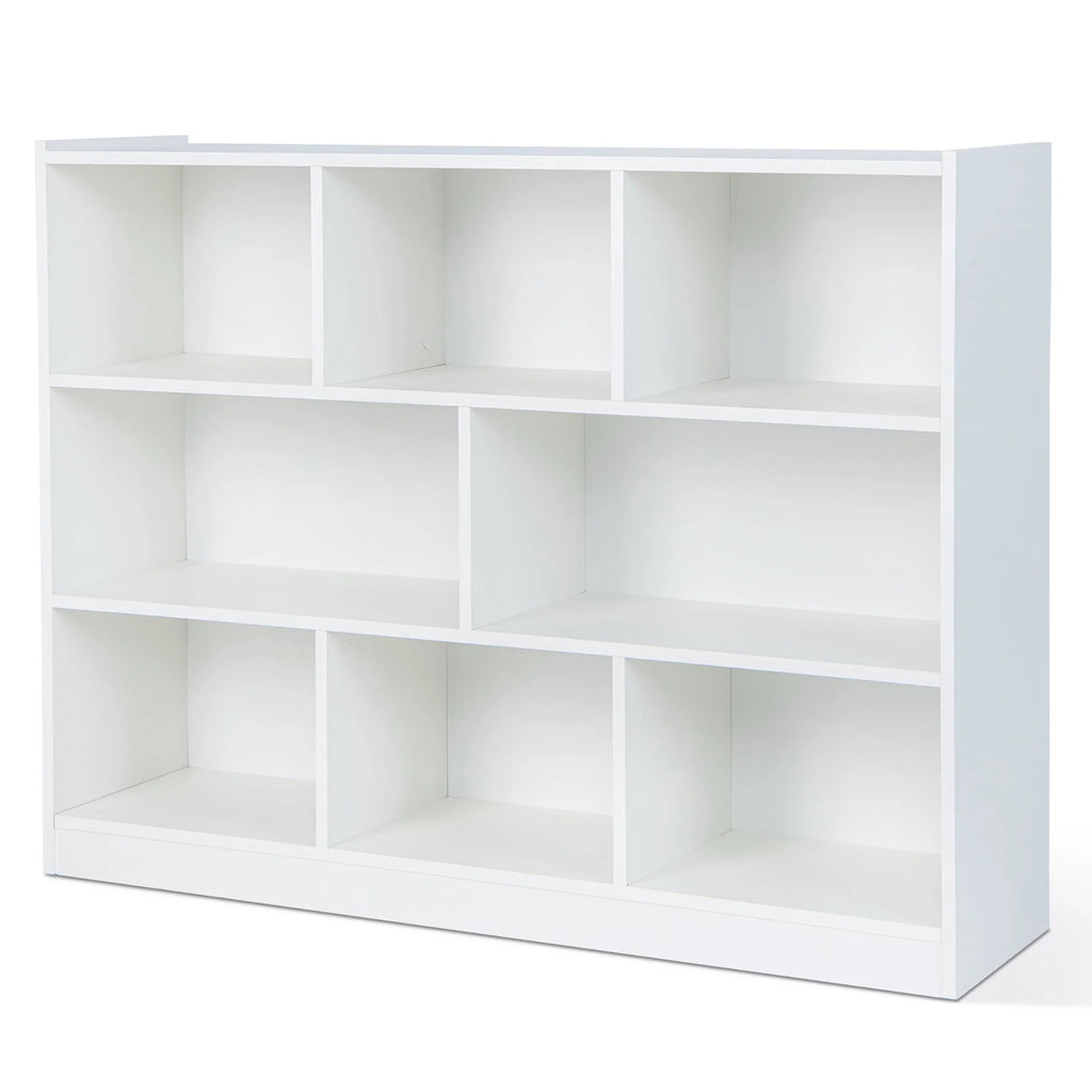 White 3-tier 8-Cube Floor Standing Storage Bookcase L185