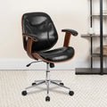 Black LeatherSoft Mid-Back Ergonomic Swivel Office Chair with Arms Z3726