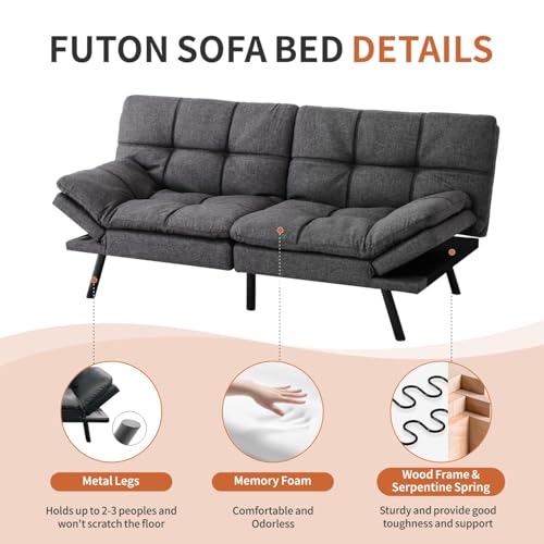 Black Memory Foam Convertible Sofa Bed O9098