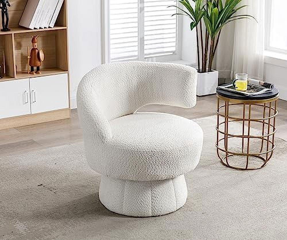 Swivel Barrel Chair Upholstered Accent Chair with Curved Back T50530