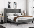 Queen Size Light Grey Upholstered Platform Bed Frame G381