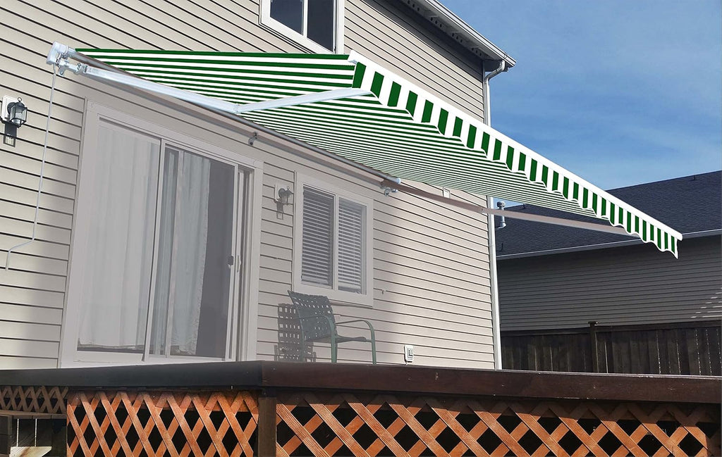 Green and White Striped Retractable Awning Fabric Replacement 13 x 10 Feet Pack of 2 X1489