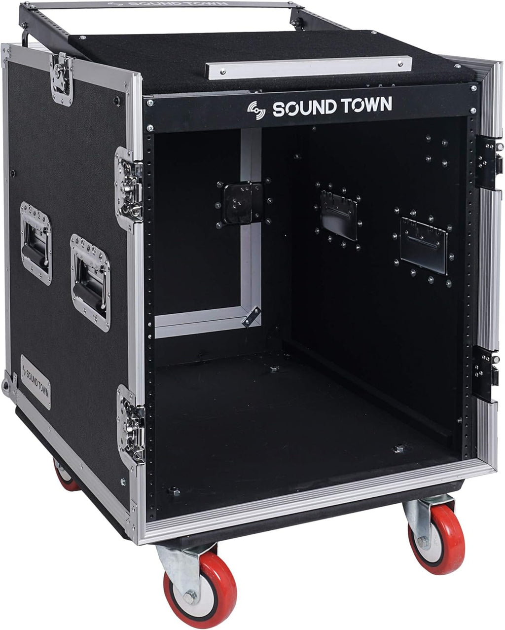 8U PA DJ Pro Audio Rack Case with 13U Slant Mixer Top and Casters W14745