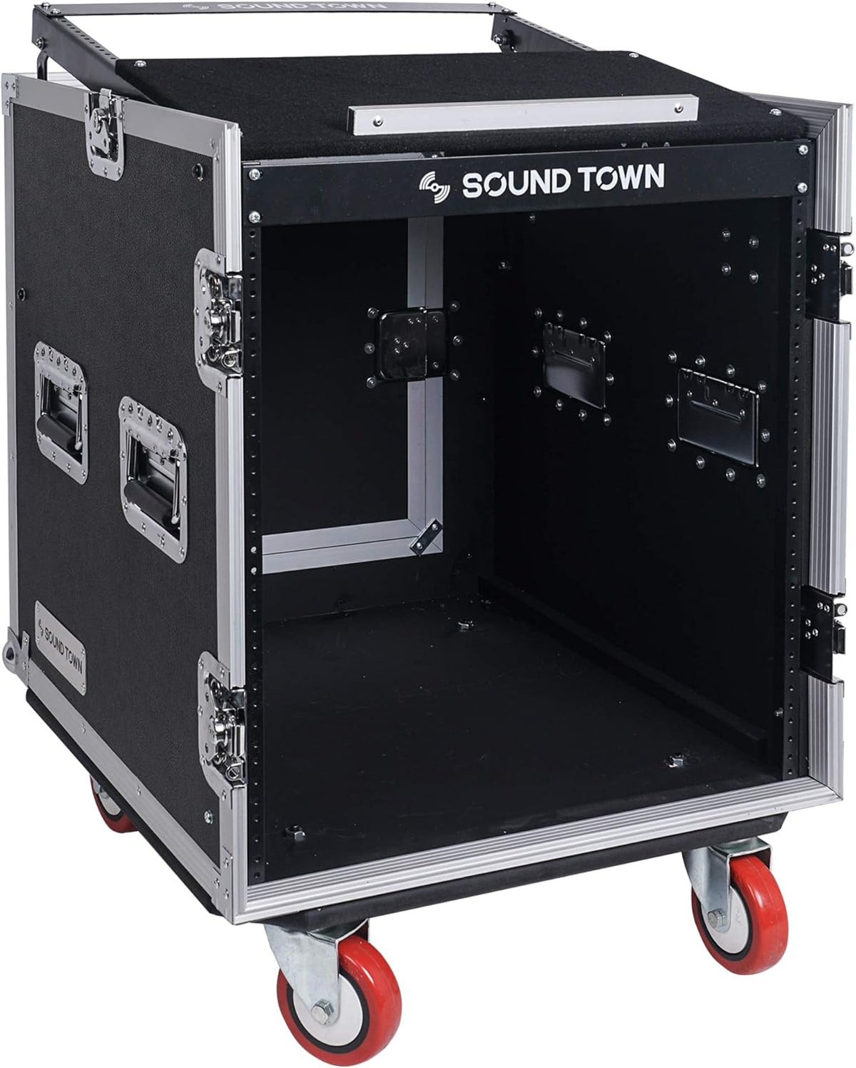 8U PA DJ Pro Audio Rack Case with 13U Slant Mixer Top and Casters W14745