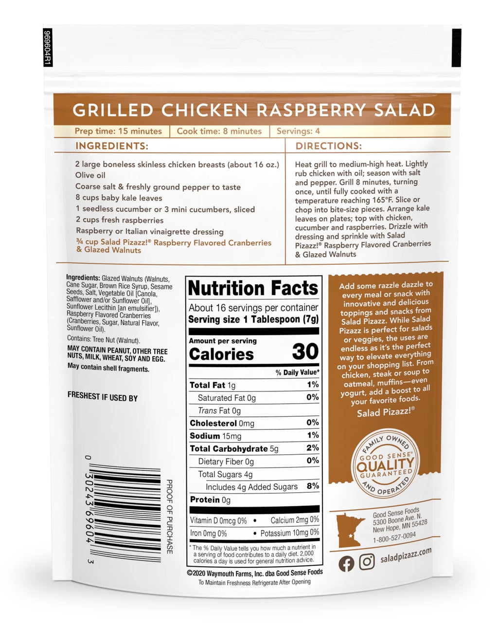 Raspberry Cranberry Walnut Salad Topper, 4 oz R482
