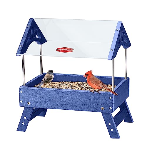 Brown Recycled Plastic Platform Bird Feeder, 5 LBS Large Capacity X73461