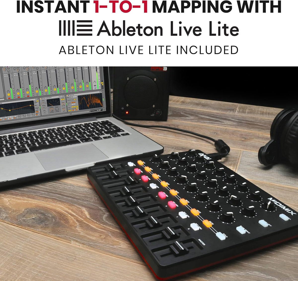 USB MIDI Controller Mixer with Assignable Faders, 24 Knobs, 16 Buttons K4074