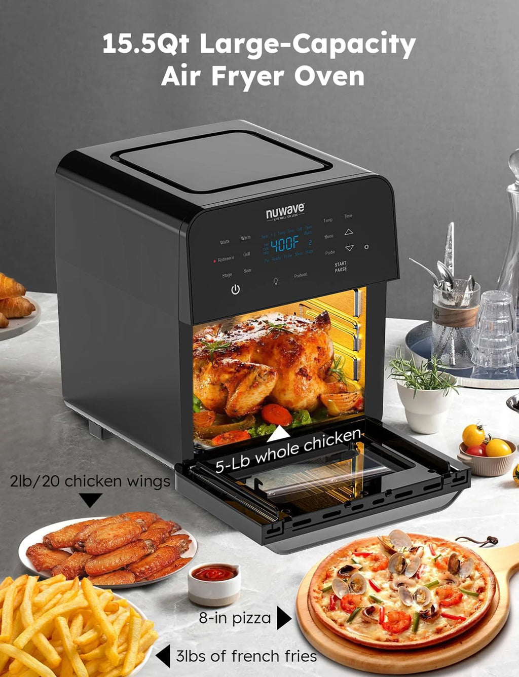 15.5-Quart 1800W Air Fryer with 100 Presets N5523
