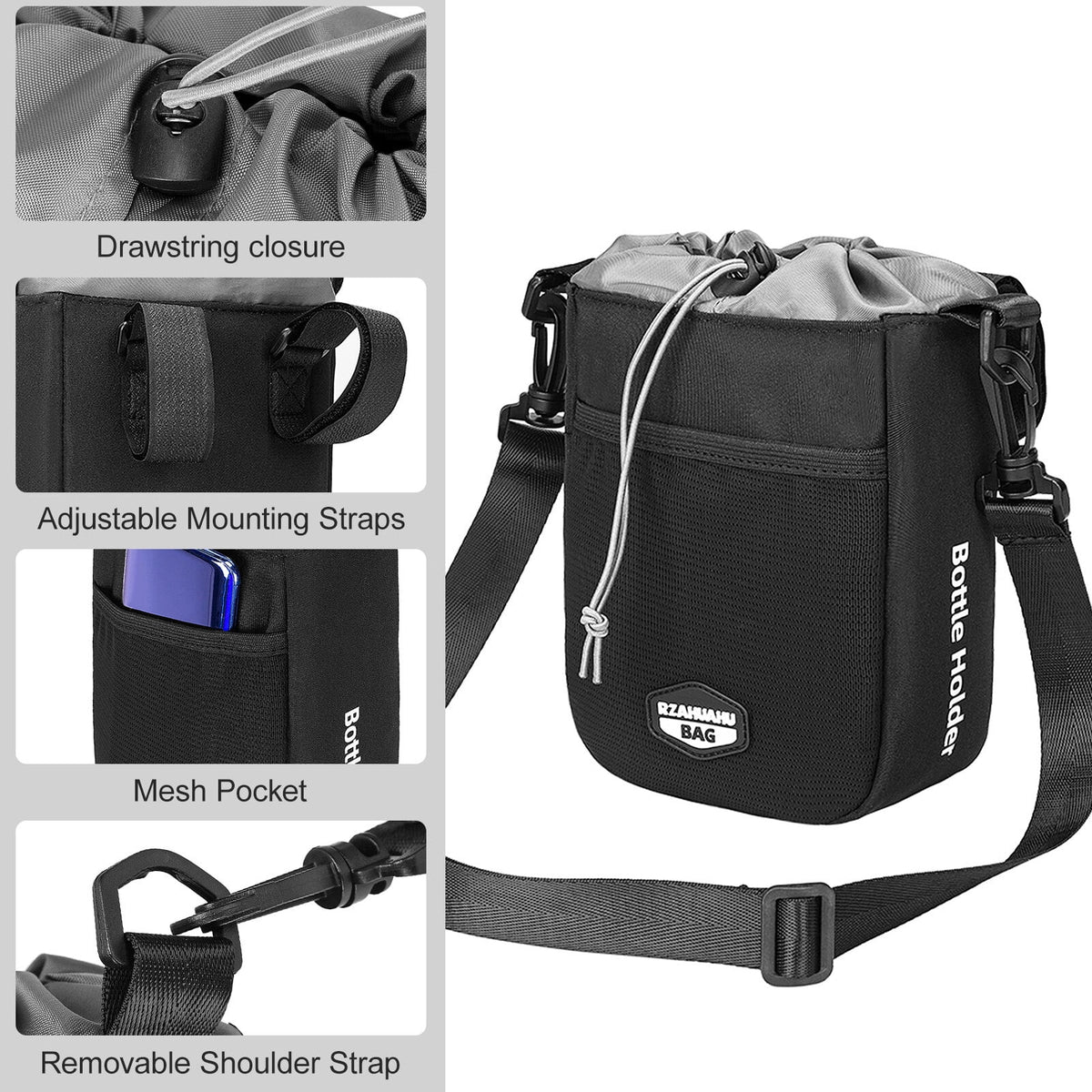 Insulated Bicycle Handlebar Water Bottle Holder Bag B334050