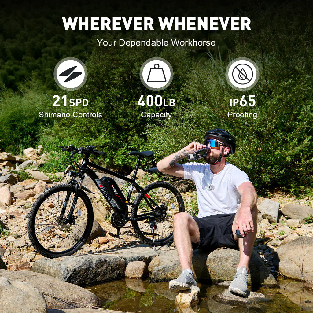 Electric Mountain Bicycle 26" 350W 48V Lithium Battery Black C23887
