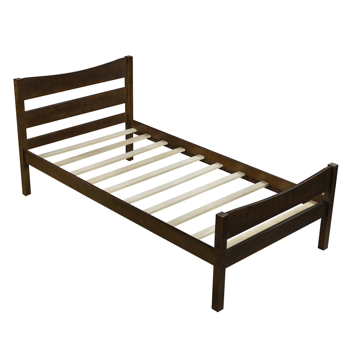 White Twin Size Solid Wood Platform Bed Frame with Headboard and Footboard G524867
