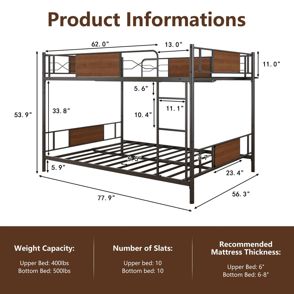 Full over Full Metal Bunk Beds A987389